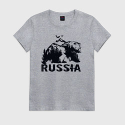 Футболка хлопковая женская Russian bear, цвет: меланж