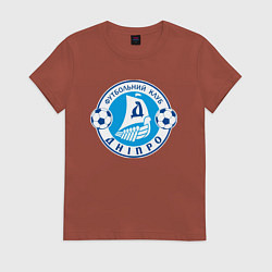 Футболка хлопковая женская ФК ДНЕПР, цвет: кирпичный