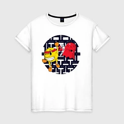 Футболка хлопковая женская Pac-Man, цвет: белый
