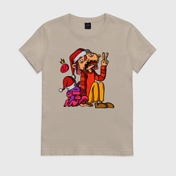 Футболка хлопковая женская Свомли и Дрейк, цвет: миндальный