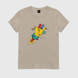 Футболка хлопковая женская Летающая рука, цвет: миндальный