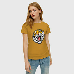 Футболка хлопковая женская Tiger, цвет: горчичный — фото 2