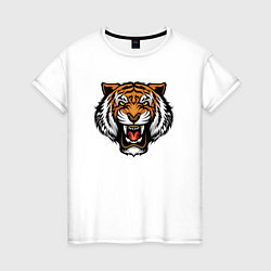 Футболка хлопковая женская Angry Tiger, цвет: белый