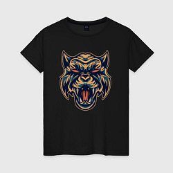 Футболка хлопковая женская Devil Tiger, цвет: черный