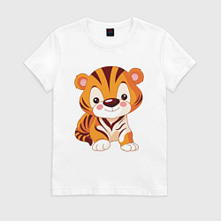 Футболка хлопковая женская Little Tiger, цвет: белый