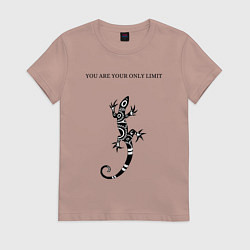 Футболка хлопковая женская Ящерица, цвет: пыльно-розовый