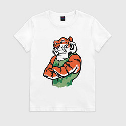 Футболка хлопковая женская Boss Tiger, цвет: белый