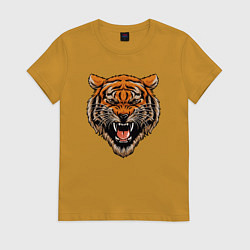 Футболка хлопковая женская Tiger Hunter, цвет: горчичный