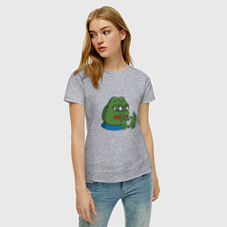 Футболка хлопковая женская Pepe love пепе лов, цвет: меланж — фото 2