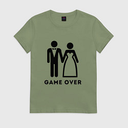 Футболка хлопковая женская GAME OVER МОЛОДОЖЕНЫ, цвет: авокадо