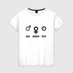 Футболка хлопковая женская MAN WOMAN GEEK, цвет: белый