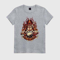 Женская футболка Огненная девушка на мотоцикле