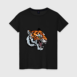 Футболка хлопковая женская Face Tiger, цвет: черный