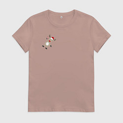 Футболка хлопковая женская Новогодний Олень!, цвет: пыльно-розовый