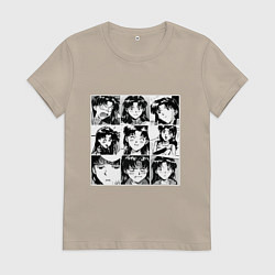 Футболка хлопковая женская Такая разная Мисато Сан Евангелион, цвет: миндальный