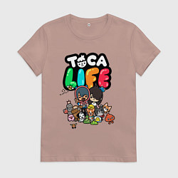 Футболка хлопковая женская Toca Life, цвет: пыльно-розовый