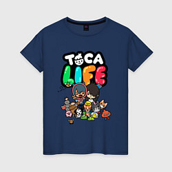 Футболка хлопковая женская Toca Life, цвет: тёмно-синий