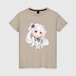 Футболка хлопковая женская Белая тян, цвет: миндальный