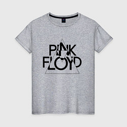 Футболка хлопковая женская PINK FLOYD LOGO ПИНК ФЛОЙД, цвет: меланж