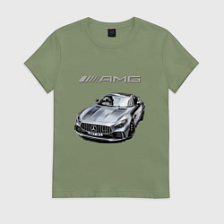 Футболка хлопковая женская Mercedes AMG Racing Team, цвет: авокадо