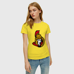 Футболка хлопковая женская Оттава Сенаторз логотип, цвет: желтый — фото 2