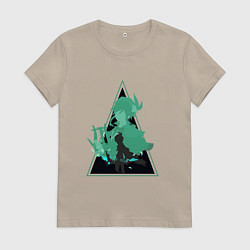 Футболка хлопковая женская Genshin Impact VentiВенти, цвет: миндальный