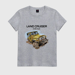 Футболка хлопковая женская Toyota Land Cruiser FJ 40 4X4, цвет: меланж