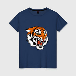 Футболка хлопковая женская Smiling Tiger, цвет: тёмно-синий