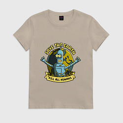 Футболка хлопковая женская Bendеr, цвет: миндальный