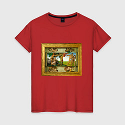 Футболка хлопковая женская Michelangelo & Covid 1, цвет: красный