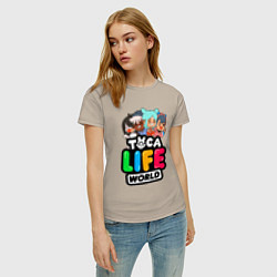 Футболка хлопковая женская TOCA LIFE WORLD ТОКА ЛАЙФ ВОРЛД ПЕРСОНАЖИ, цвет: миндальный — фото 2