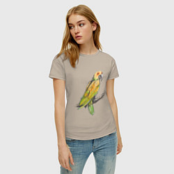 Футболка хлопковая женская Любимый попугай, цвет: миндальный — фото 2