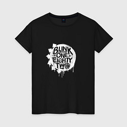 Футболка хлопковая женская Blink 182, логотип, цвет: черный