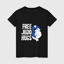 Футболка хлопковая женская Judo Hugs, цвет: черный