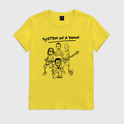 Футболка хлопковая женская Арт на группу System of a Down, цвет: желтый