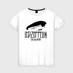 Футболка хлопковая женская Дирижабль Led Zeppelin с лого участников, цвет: белый