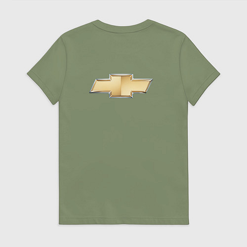 Женская футболка Chevrolet Лого Эмблема спина / Авокадо – фото 2