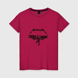 Футболка хлопковая женская Металика Metallica, цвет: маджента