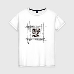 Футболка хлопковая женская QR за колючкой, цвет: белый