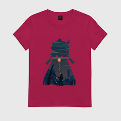 Футболка хлопковая женская Hu Tao Ху Тао, цвет: маджента