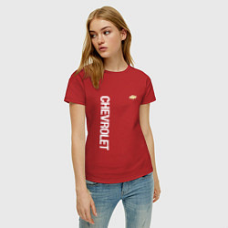 Футболка хлопковая женская Chevrolet White Logo, цвет: красный — фото 2