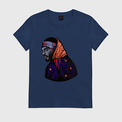 Футболка хлопковая женская Опасный Многознаал, цвет: тёмно-синий