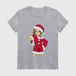 Футболка хлопковая женская Анимешная девочка Санта, цвет: меланж