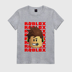 Футболка хлопковая женская ROBLOX RED LOGO LEGO FACE, цвет: меланж