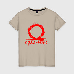 Футболка хлопковая женская GOD OF WAR RED LOGO RAGNAROK, цвет: миндальный