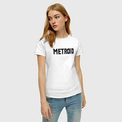 Футболка хлопковая женская Metroid Dread Black Logo, цвет: белый — фото 2