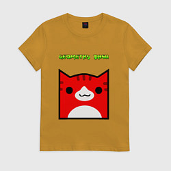 Футболка хлопковая женская Geometry Dash: Cat Skin, цвет: горчичный