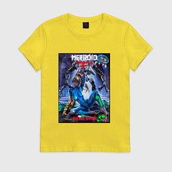 Футболка хлопковая женская Poster Game Over Metroid Dread, цвет: желтый