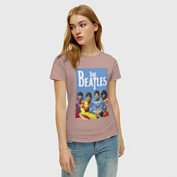 Футболка хлопковая женская The Beatles - world legend!, цвет: пыльно-розовый — фото 2