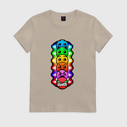 Футболка хлопковая женская Geometry Dash: Smiles, цвет: миндальный
